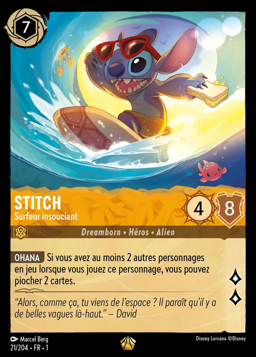 Stitch - Surfeur insouciant (21/204) - Légendaire - Cold Foil