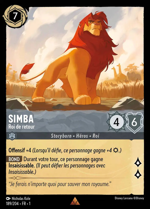 Simba - Roi de retour (189/204) - Rare - Cold Foil
