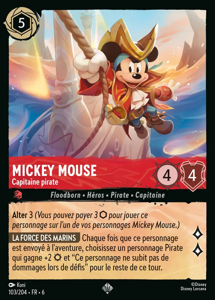 Mickey Mouse - Capitaine pirate (103/204) - Très Rare - Cold Foil