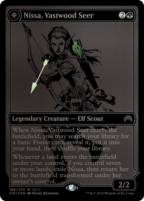 Nissa, Vastwood Seer // Nissa, Sage Animist (MEDIA-189) - mythic: (originpwdfc) - Foil