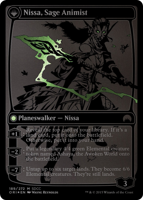Nissa, Vastwood Seer // Nissa, Sage Animist (MEDIA-189) - mythic: (originpwdfc) - Foil