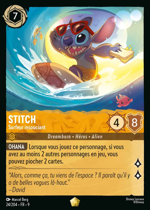 Stitch - Surfer insouciant (24/204) - F - Légendaire - Cold Foil