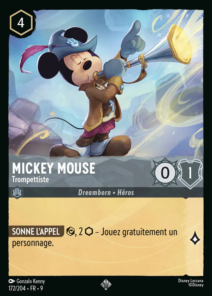 Mickey Mouse - Trompettiste (172/204) - F - Très Rare - Cold Foil