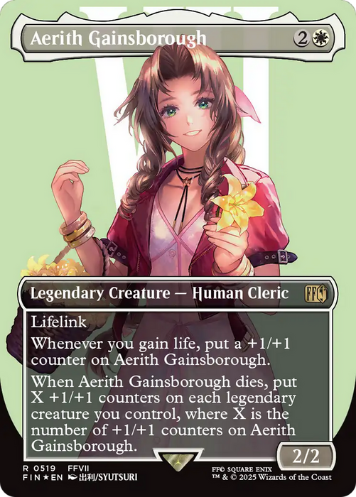 Aerith Gainsborough (Borderless) (Surge Foil) (FIN-519) - rare (Borderless) - Foil