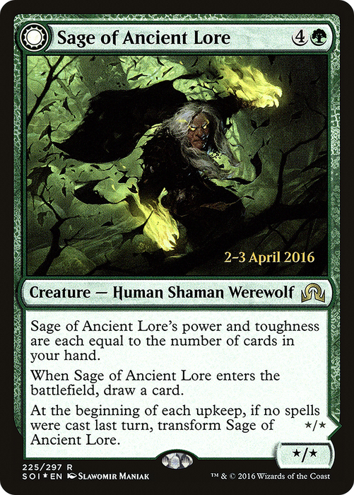 Sage of Ancient Lore // Werewolf of Ancient Hunger (PRE-225S) - rare: (Double Faced Transform) - Foil