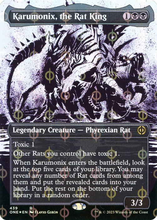 Karumonix, the Rat King (ONE-439) - rare: (Showcase) (Borderless) - Foil