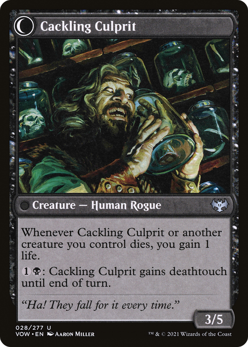 Panicked Bystander // Cackling Culprit (VOW-028) - uncommon: (Double Faced Transform)
