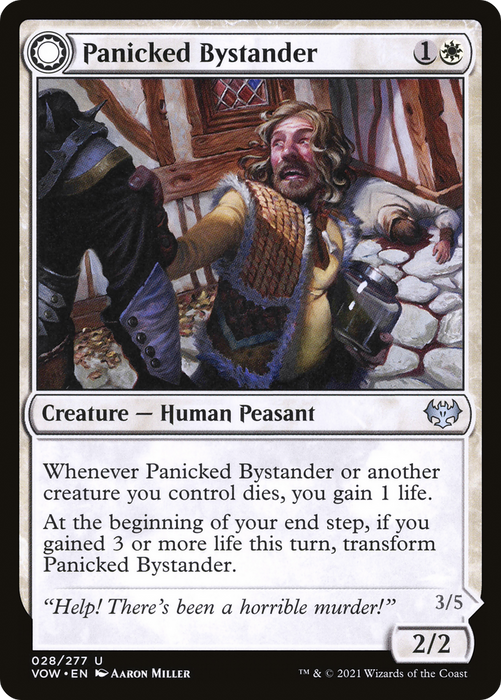 Panicked Bystander // Cackling Culprit (VOW-028) - uncommon: (Double Faced Transform) - Foil
