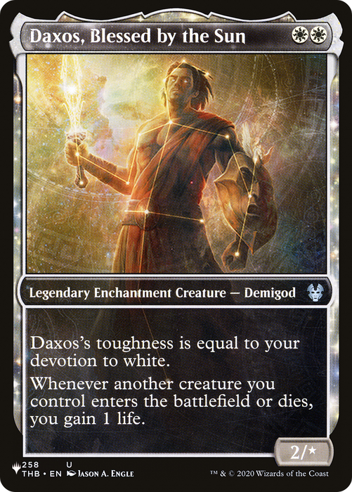 Daxos, Blessed by the Sun (LIST-THB-258) - uncommon: (enchantment, Showcase)
