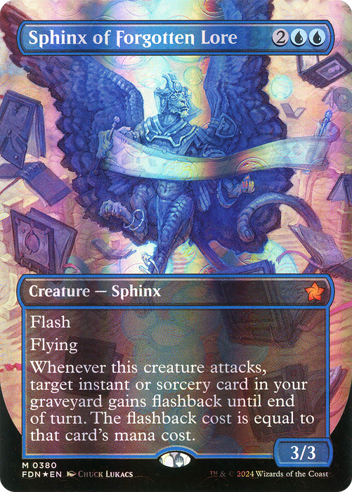 Sphinx of Forgotten Lore (FDN-380) - mythic (Borderless) - Foil