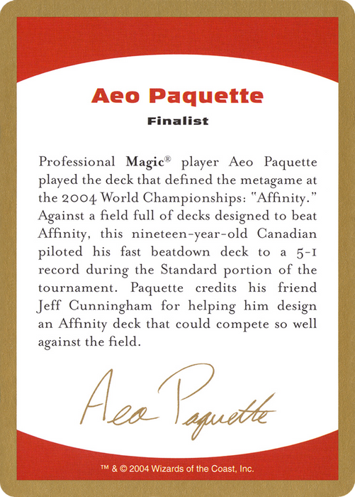Aeo Paquette Bio (WCD-AP0A) - common