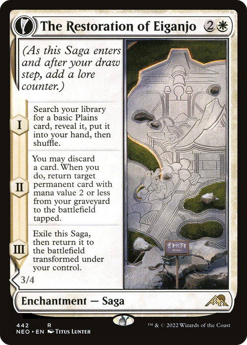 The Restoration of Eiganjo // Architect of Restoration (NEO-442) - rare: (Extended Art, fandfc, enchantment) - Foil