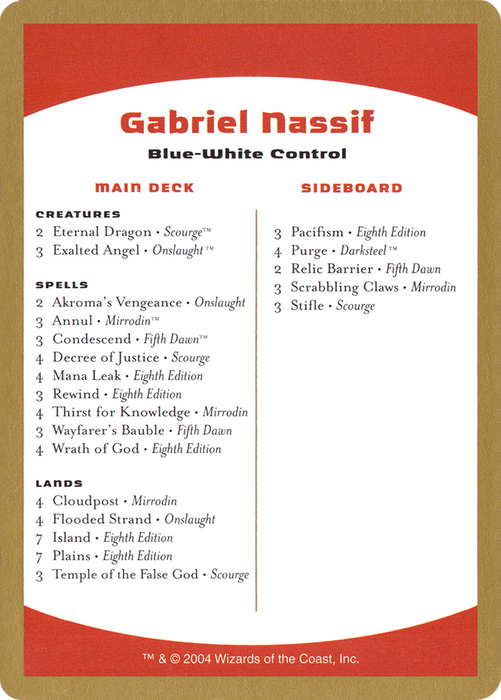 Gabriel Nassif Decklist (WCD-GN0B) - common