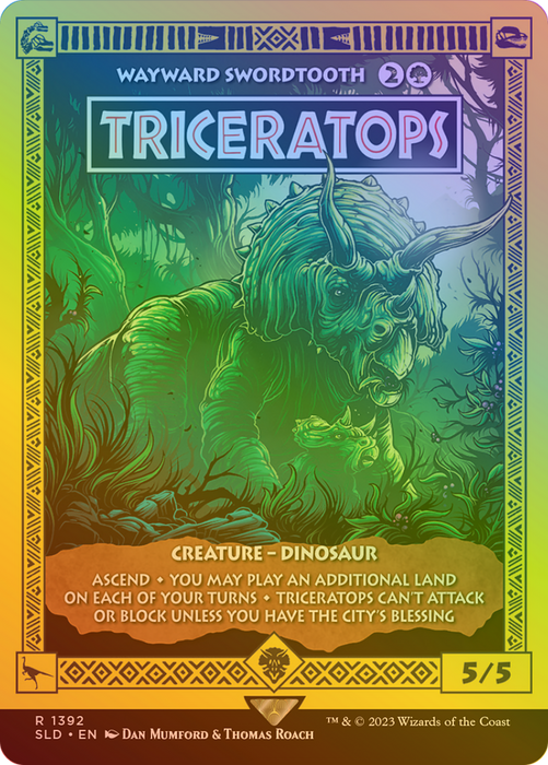 Wayward Swordtooth (SLD-1392★) - rare / Triceratops (Borderless) - Foil