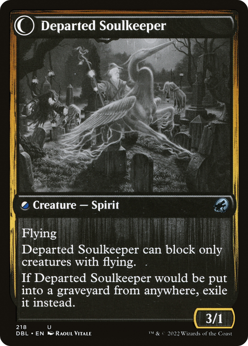 Devoted Grafkeeper // Departed Soulkeeper (DBL-218) - uncommon: (Double Faced Transform) - Foil