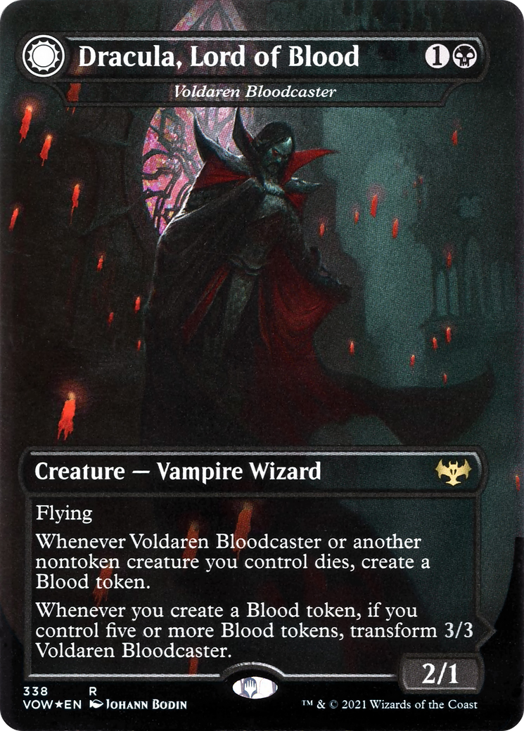 Voldaren Bloodcaster // Bloodbat Summoner (VOW-338) - rare: (Double Faced Transform) (Borderless) - Foil