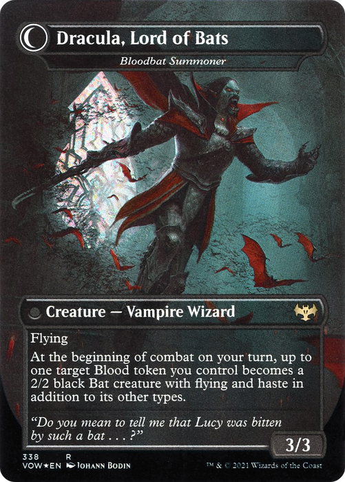 Voldaren Bloodcaster // Bloodbat Summoner (VOW-338) - rare: (Double Faced Transform) (Borderless) - Foil