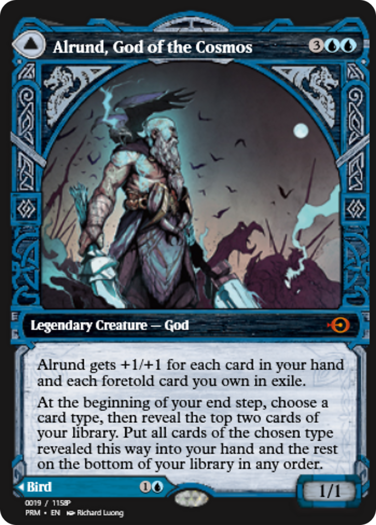 Alrund, God of the Cosmos // Hakka, Whispering Raven (PRM-88238) - mythic