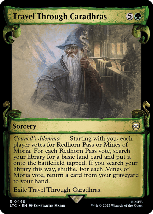 Travel Through Caradhras (LTC-446) - rare: (Showcase) - Foil