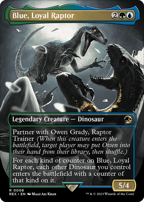Blue, Loyal Raptor (REX-008) - rare (Borderless)