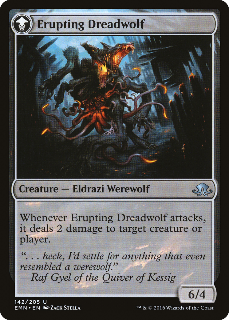 Smoldering Werewolf // Erupting Dreadwolf (EMN-142) - uncommon: (mooneldrazidfc) - Foil