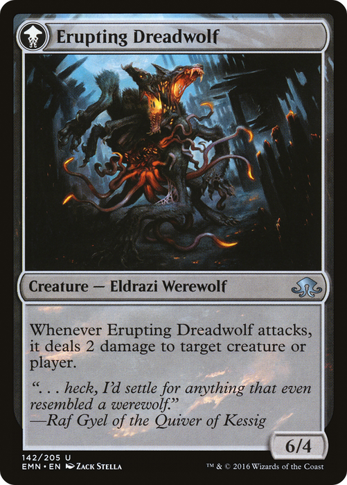 Smoldering Werewolf // Erupting Dreadwolf (EMN-142) - uncommon: (mooneldrazidfc)