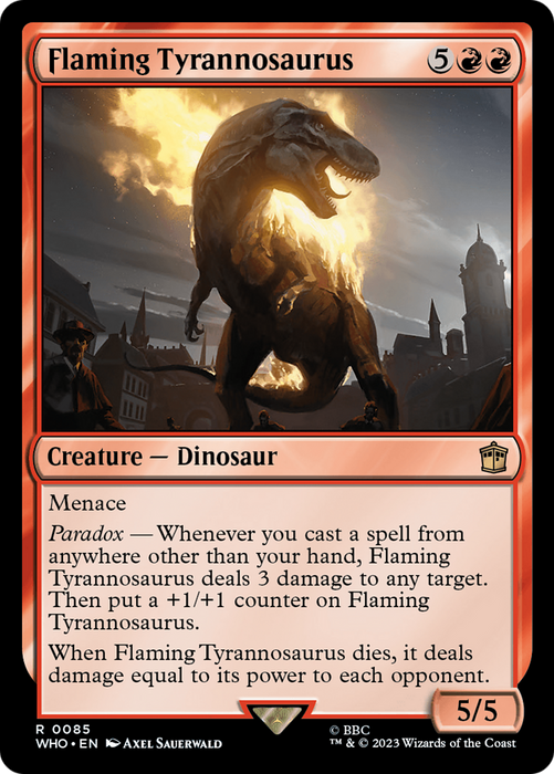 Flaming Tyrannosaurus (WHO-085) - rare - Foil