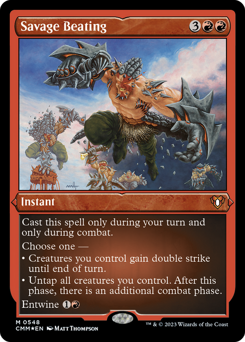 Savage Beating (CMM-548) - mythic - Etched Foil