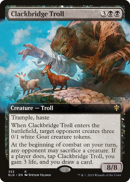 Clackbridge Troll (ELD-353) - rare: (Extended Art)