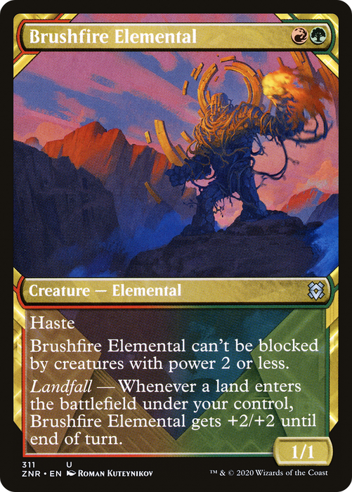 Brushfire Elemental (ZNR-311) - uncommon: (Showcase) - Foil