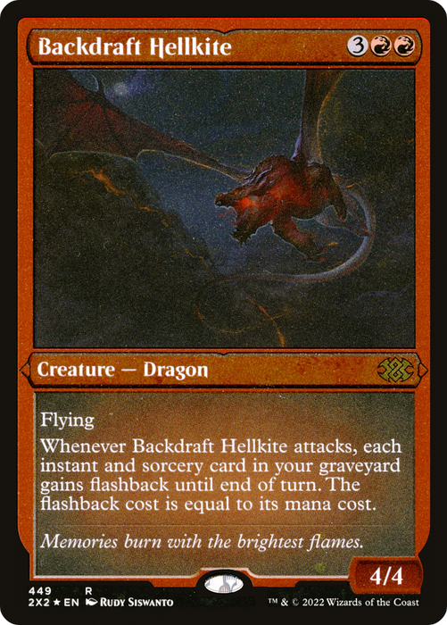 Backdraft Hellkite (2X2-449) - rare - Etched Foil