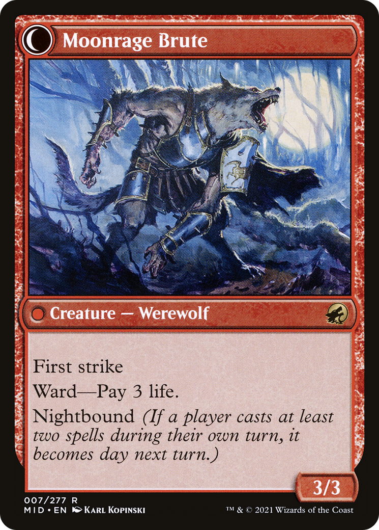Brutal Cathar // Moonrage Brute (MID-007) - rare: (Double Faced Transform) - Foil
