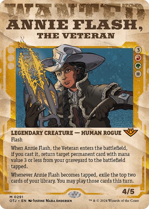 Annie Flash, the Veteran (OTJ-291) - mythic: (Showcase) (Borderless) - Foil