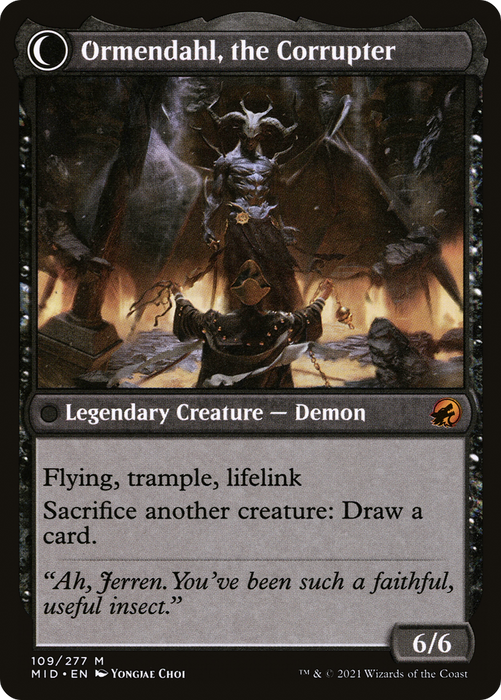 Jerren, Corrupted Bishop // Ormendahl, the Corrupter (MID-109) - mythic: (Double Faced Transform)