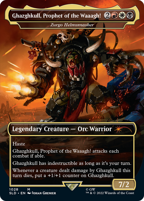 Zurgo Helmsmasher (SLD-1028) - mythic / Ghazghkull, Prophet of the Waaagh! (Borderless) - Foil