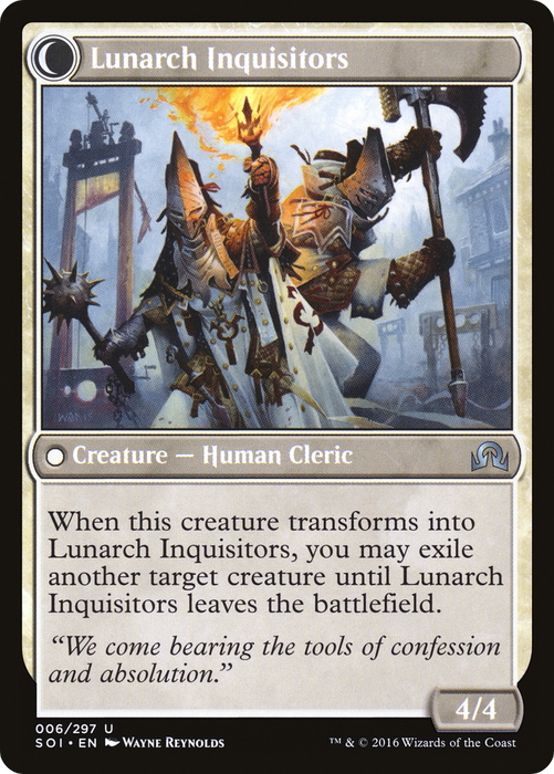 Avacynian Missionaries // Lunarch Inquisitors (SOI-006) - uncommon: (Double Faced Transform) - Foil