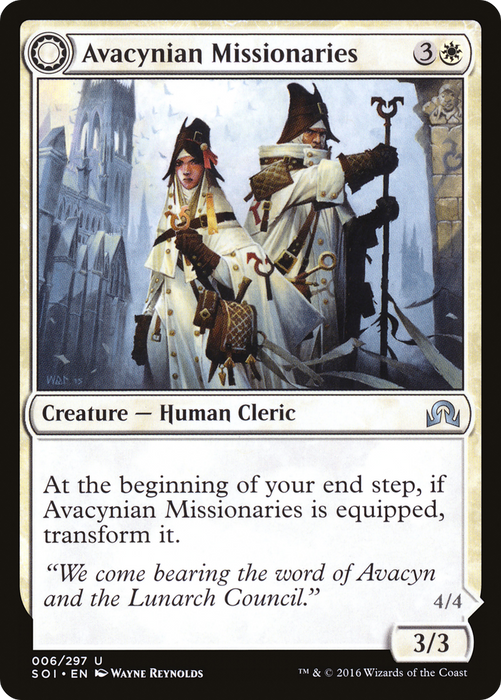 Avacynian Missionaries // Lunarch Inquisitors (SOI-006) - uncommon: (Double Faced Transform) - Foil