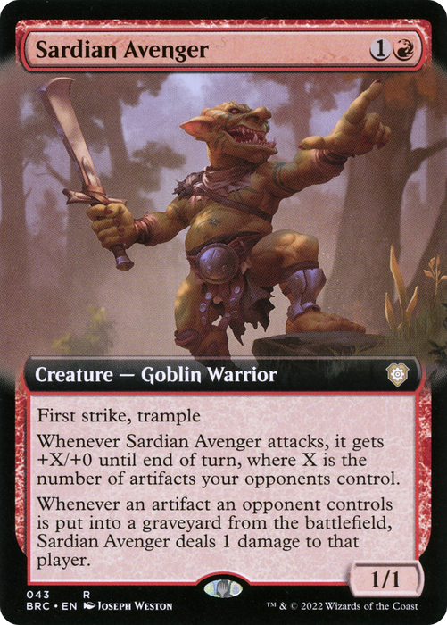 Sardian Avenger (BRC-043) - rare: (Extended Art)