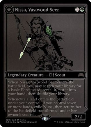 Nissa, Vastwood Seer // Nissa, Sage Animist (MEDIA-189) - mythic: (originpwdfc) - Foil