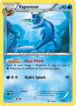 Vaporeon (022/98) - XAO  - Uncommon - Reverse Holofoil