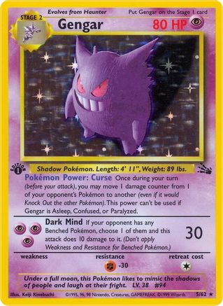 Gengar (5) (005/62) - F  - Holo Rare - 1st Edition Holofoil