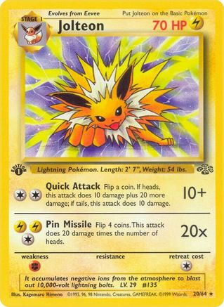 Jolteon (20) (020/64) - J  - Rare - 1st Edition