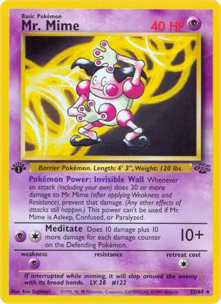 Mr. Mime (22) (022/64) - J  - Rare - 1st Edition