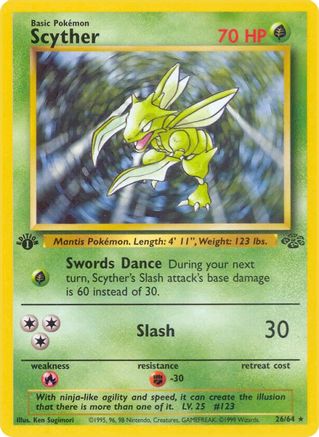 Scyther (26) (026/64) - J  - Rare - 1st Edition