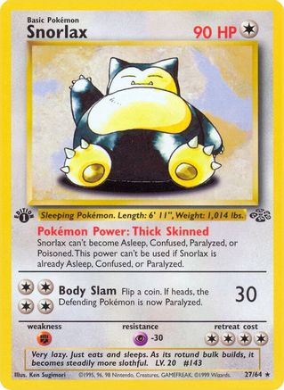 Snorlax (27) (027/64) - J  - Rare - 1st Edition