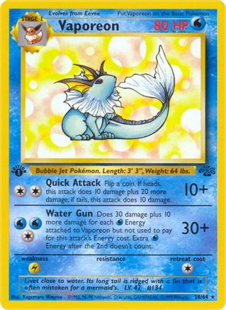 Vaporeon (28) (028/64) - J  - Rare - 1st Edition
