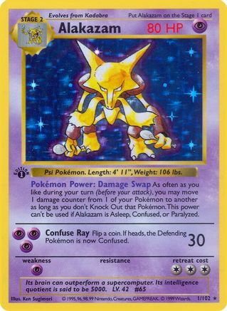 Alakazam (001) - BS  - Holo Rare - Unlimited Holofoil