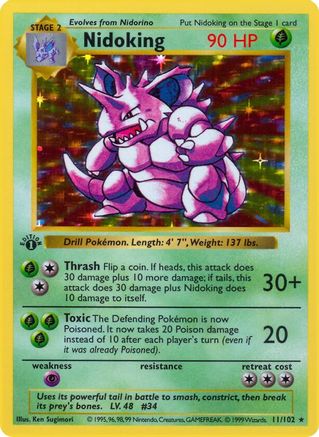Nidoking (011/102) - BS  - Holo Rare - Unlimited Holofoil