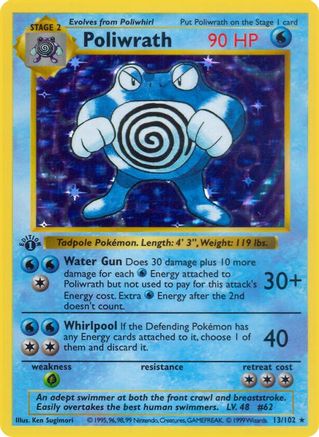 Poliwrath (013/102) - BS  - Holo Rare - Unlimited Holofoil