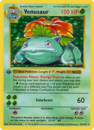 Venusaur (015/102) - BS  - Holo Rare - 1st Edition Holofoil